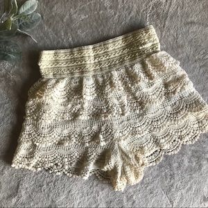 Scalloped Crochet Lace Ruffle Shorts Or FREE